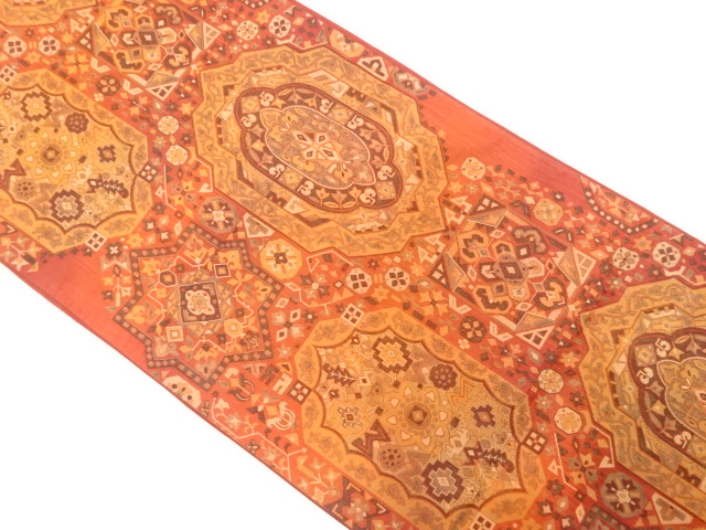 花更紗模様織り出し　袋帯